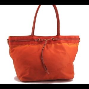 Authentic PRADA Nylon Enamel 2Way Shoulder Tote Bag Purse Orange
